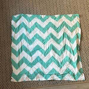Brand New Pottery Barn Mint Green Chevron Euro Pillow Case